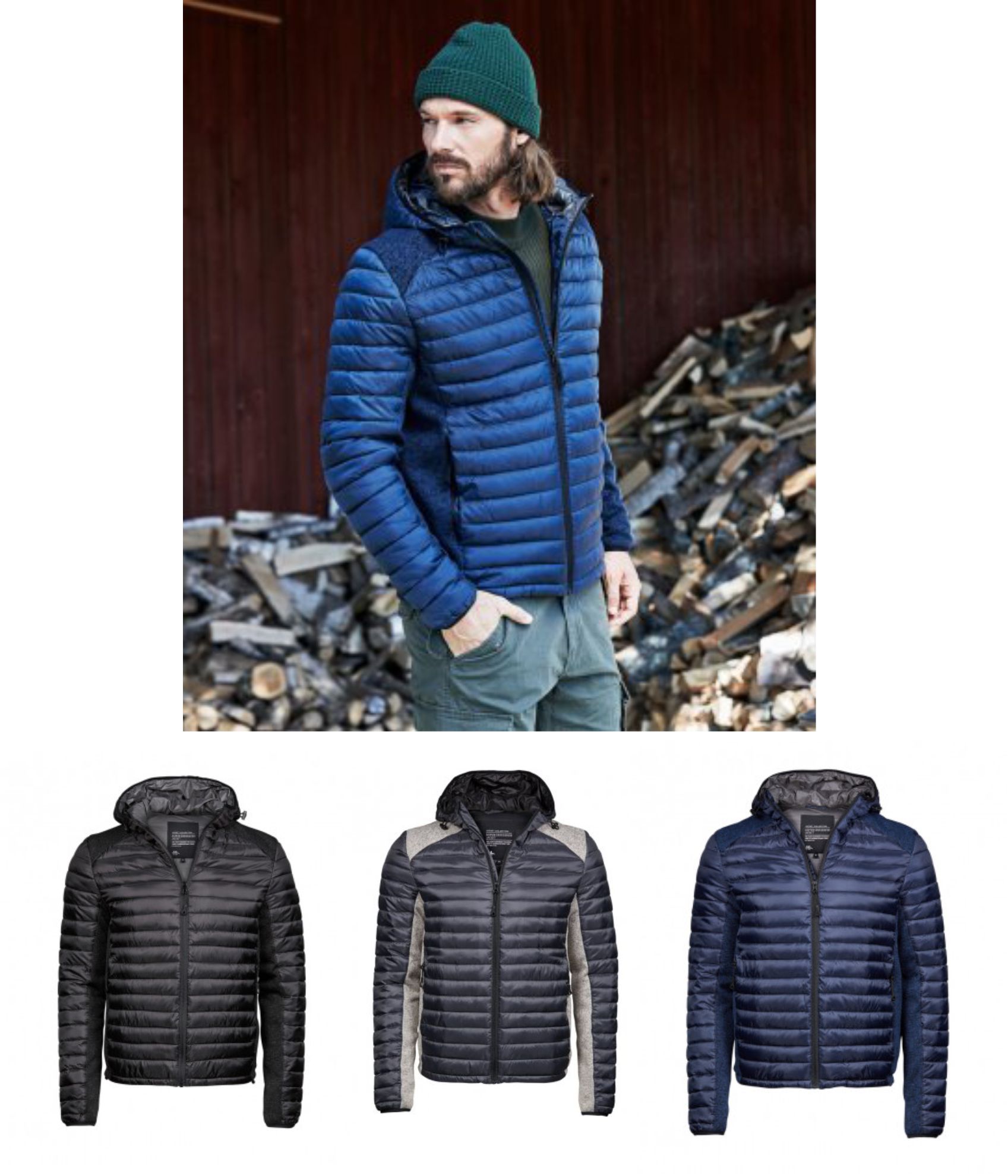 Tee Jays T9610 Crossover Hooded Padded Outdoor Jacket - Click Image to Close